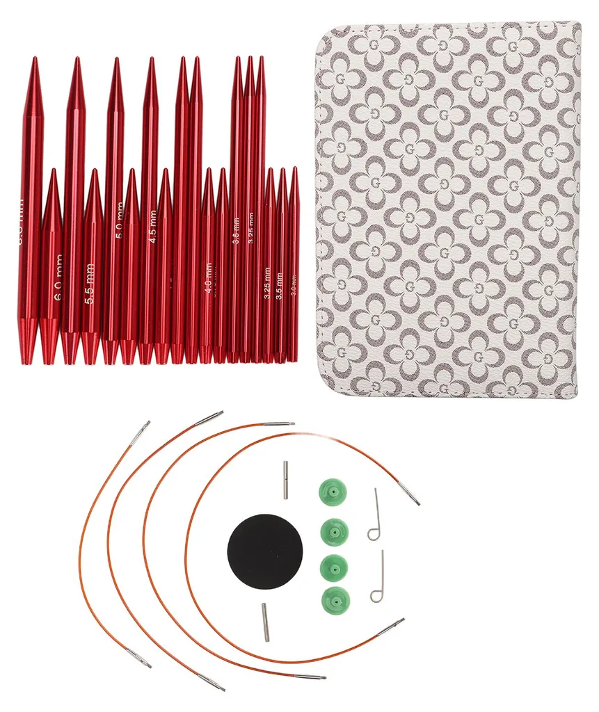 Aiguilles circulaires lisses en alu 3-6mm kit modulable pour tricot