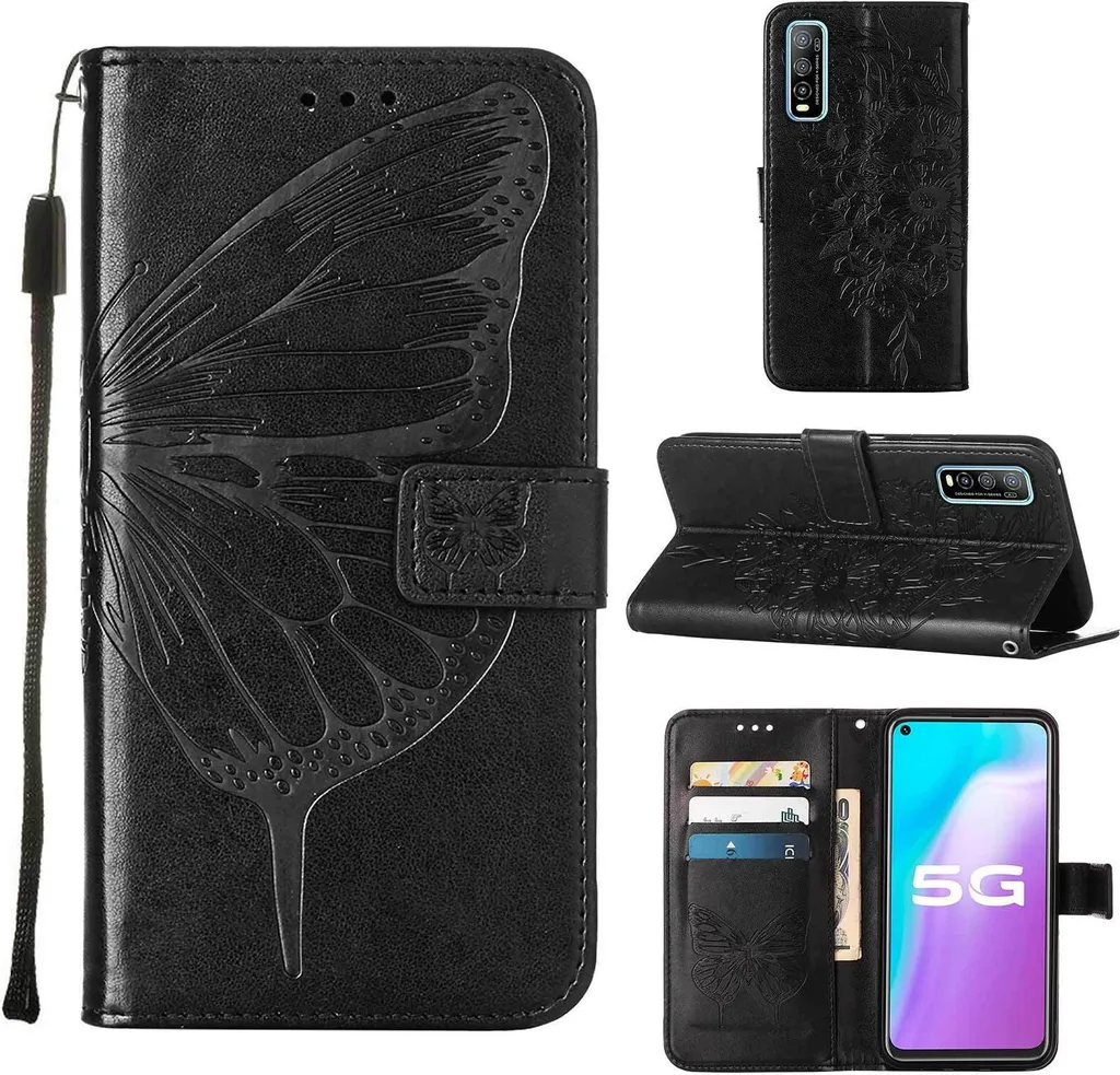 Cover VIVO Y70S / Y51S 5G Flip Case Nero | Pelle PU con Stand e Slot