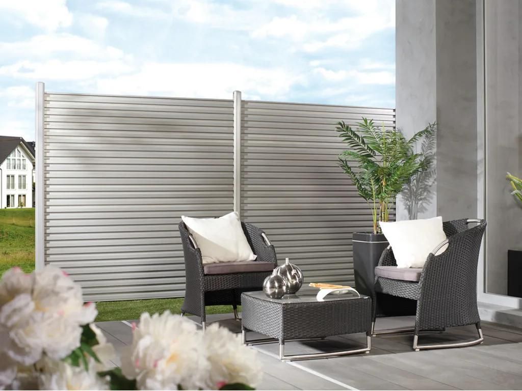 TraumGarten Silber 80x80 mm Pfosten SYSTEM WPC ALU Basic zum Aufschrauben, Zaunbohlenpfosten, Modulzaunelement, Wetterfest, Langlebig, Einfache Mon...