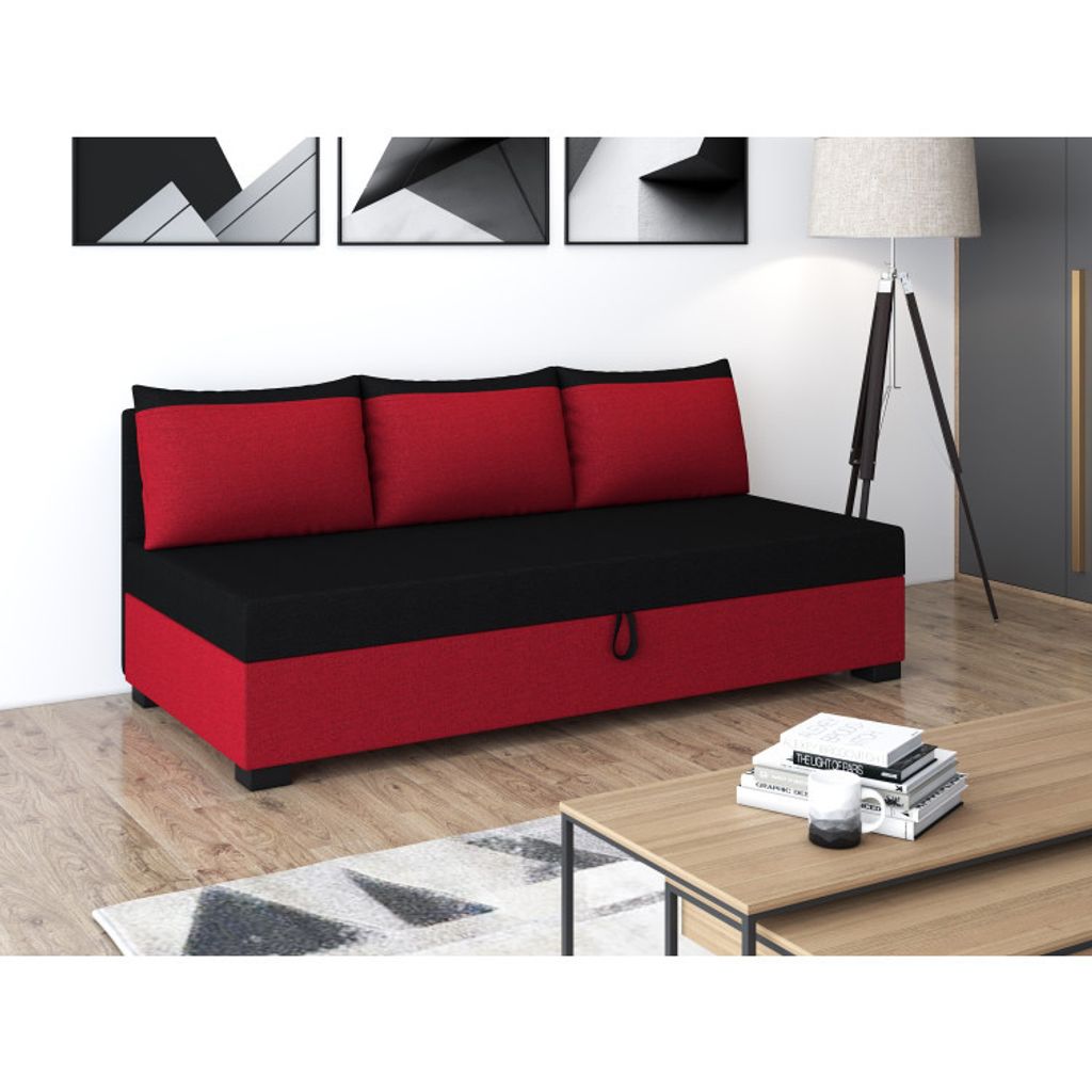 Einzelbett 100x195 ZOLI PLUS 2 mit Kissen - schwarz/rot