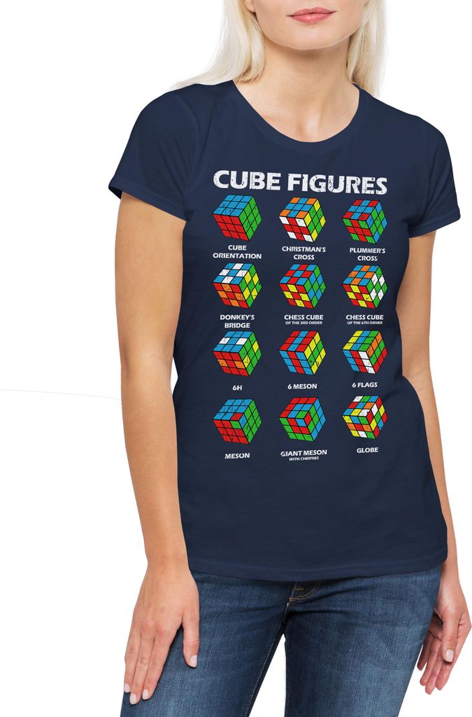 Urban Backwoods Cube Figures, Damen T-Shirt, Farbe: Navy, Größe: L