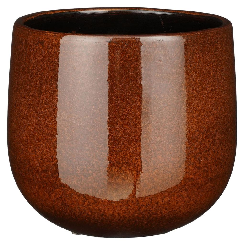 Mica Decorations Blumentopf - Keramik - terra braun -leicht gesprenkelt -18x16cm