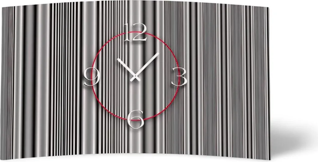 Horloge murale design dixtime 3D-0279 grise à rayures moderne et silencieuse