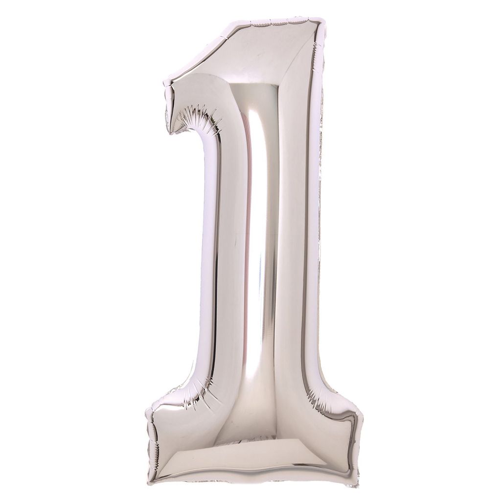 amscan Medium Zahl 1 Silber Folienballon N26 verpackt 41,4 x 86,6 cm