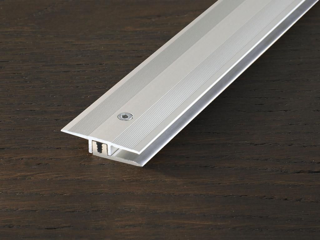 PROLINE Silber 100x20mm PROCOVER Designfloor Übergangsprofil, Aluminium eloxiert, Höhenverstellbar schraubbares System, Einfache Verlegung für L...