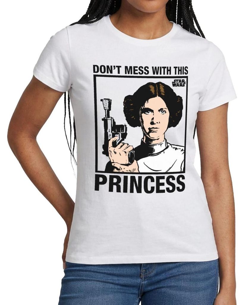 Star Wars Leia Don't Mess With This Princess Frauen T-Shirt, M, Weiß
