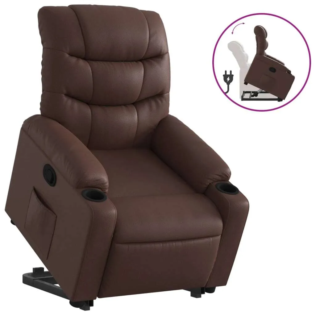 Fauteuil relax avec releveur idéal pour seniors, aide au levage, marron foncé