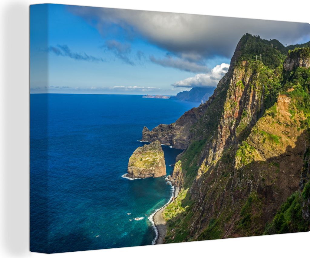 OneMillionCanvasses - Leinwandbilder - 140x90 cm, Steile Klippen an der Küste Madeiras, Wandbilder Kunstdruck Wanddekoration - Foto auf Leinwand...