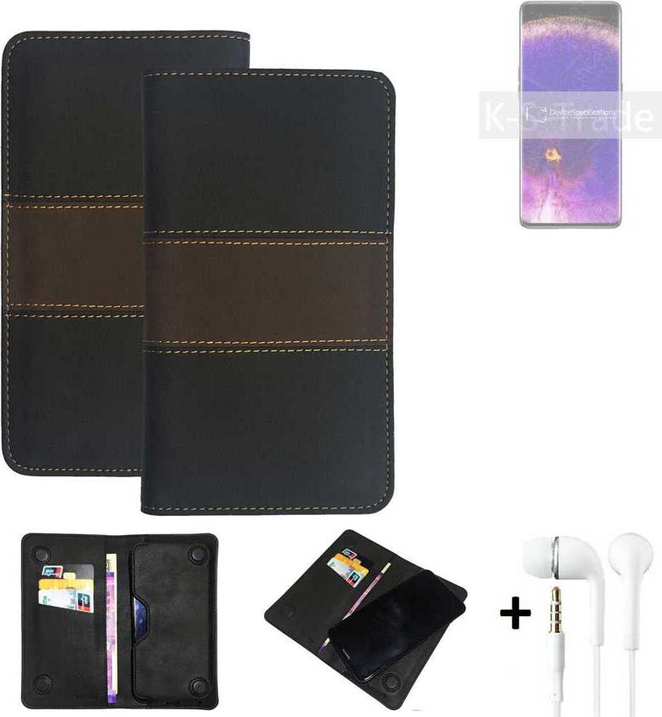 K-S-Trade Handyhülle + Kopfhörer kompatibel mit Oppo Find X5 Schutzhülle Walletcase Bookstyle Tasche Schutz Case Hülle Wallet Cover Kunstleder