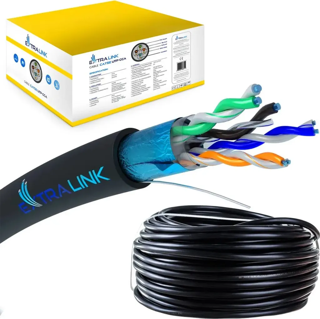 Câble Ethernet Cat5e FTP 305m Noir contre les interférences réseau