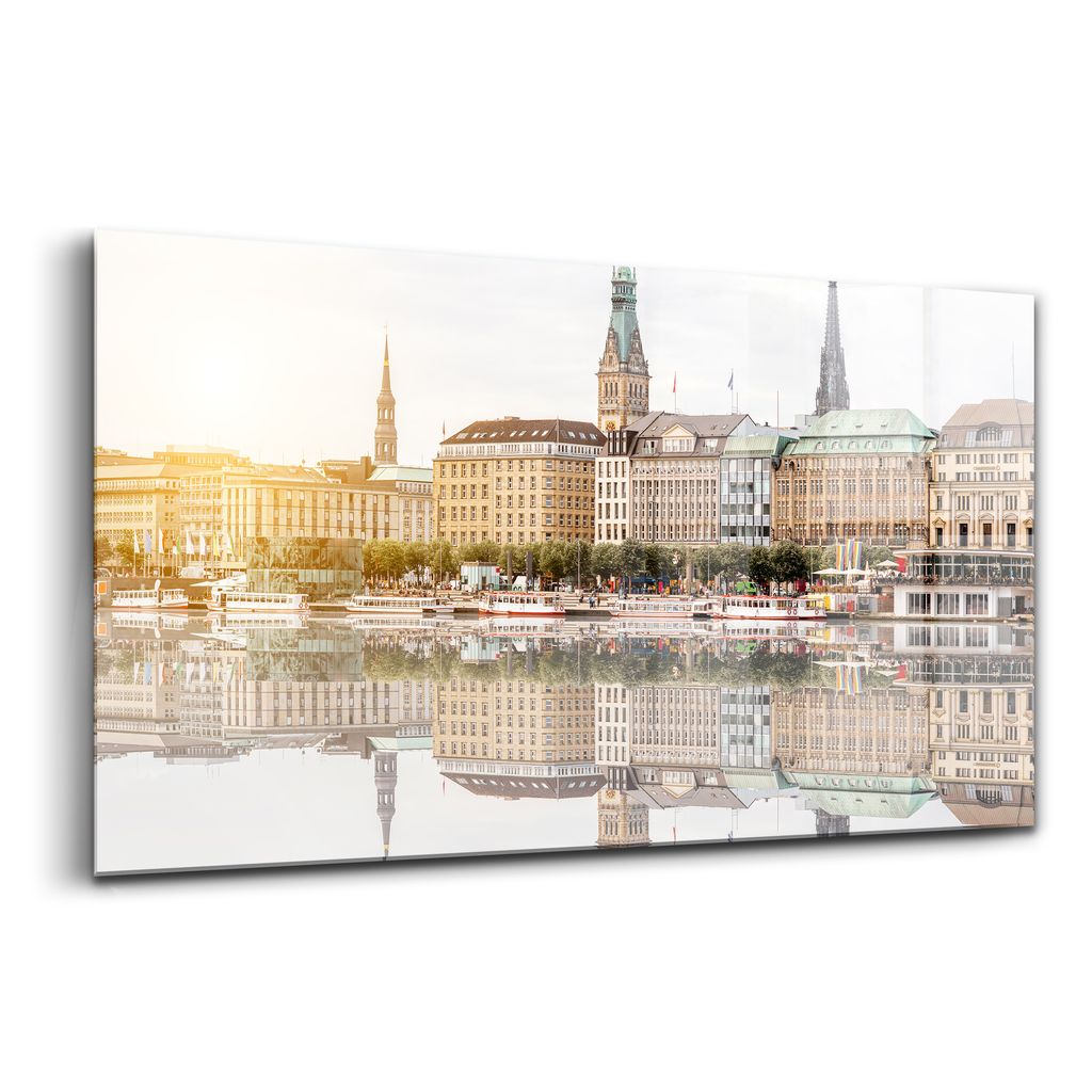 Glasmalerei - dekorative Malerei - moderne Malerei - 100x50 - Hamburg Fluss Deutschland