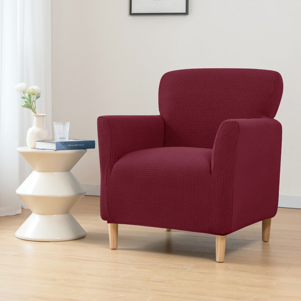 (Weinrot)Elastischer Sofabezug High Stretchhusse Sofa Schonbezug 1-Sitzer Sofa-Überwürfe,Plüsch Stricken Sofahusse