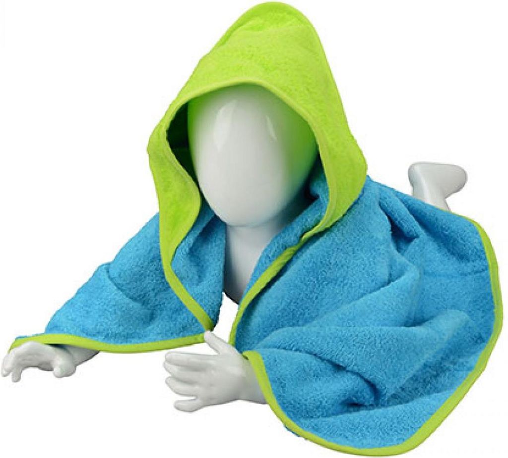 A&R 032.50 | Baby Hooded Towel / 75 x 75 cm - Farbe: Aqua Blue/Lime Green/Lime Green - Größe: 75 x 75 cm