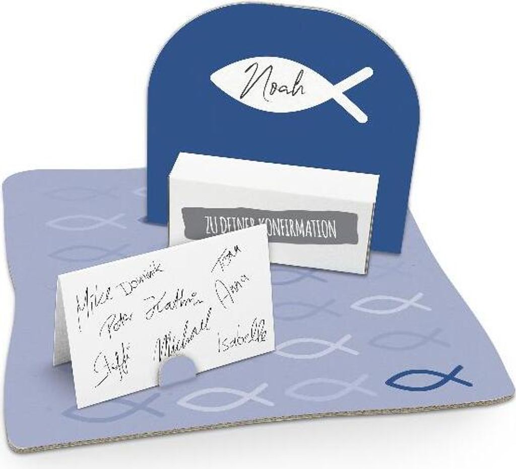 itenga Geldgeschenk Verpackung Fisch Blau Kommunion Konfirmation Taufe
