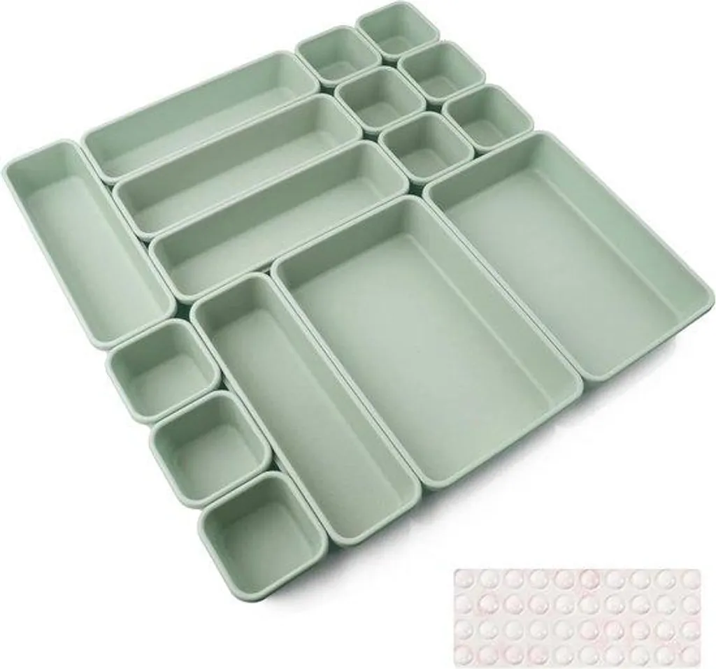 Fini le désordre avec l'organiseur en plastique vert 16 pièces modulable