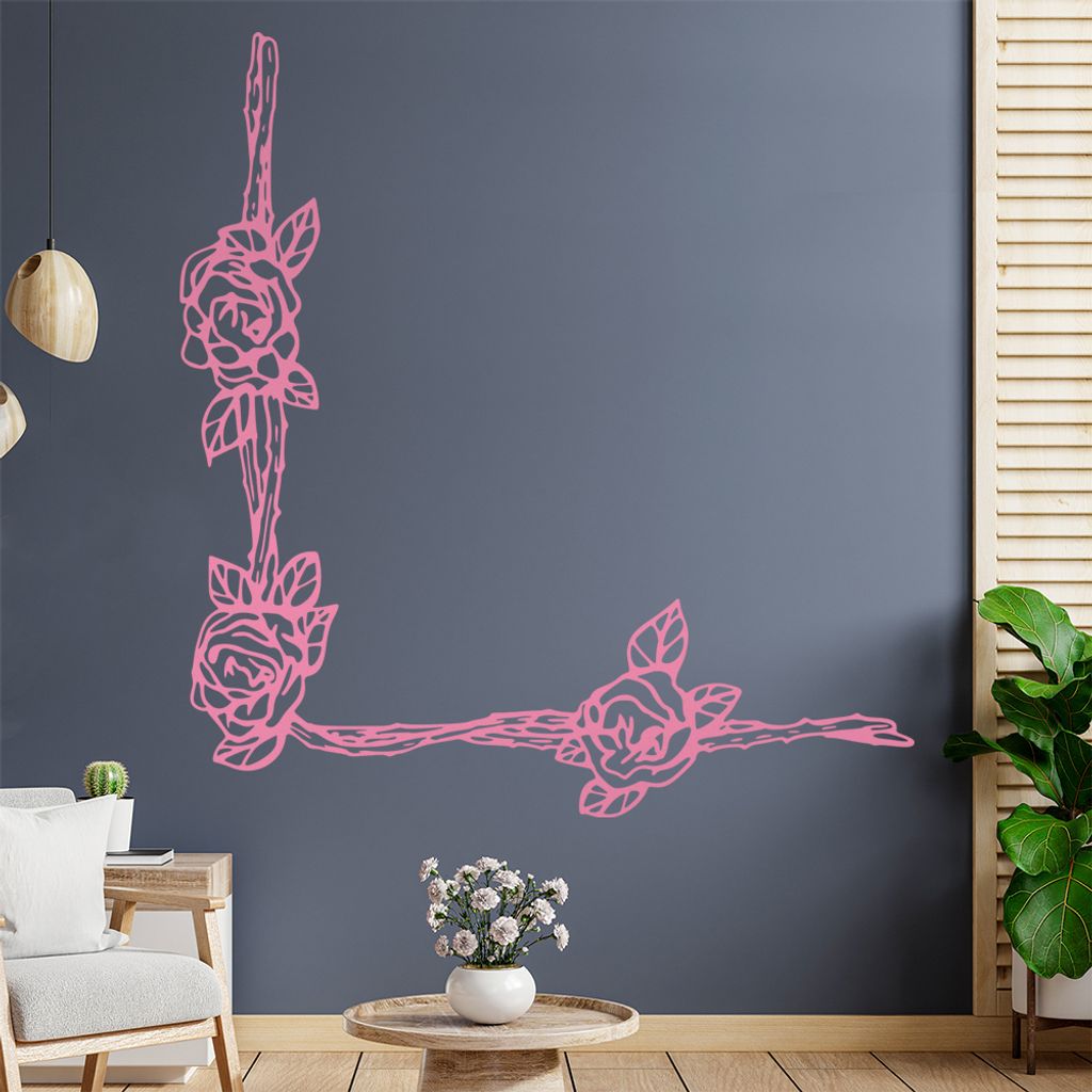 Rose - Pflanzen Wandtattoo in 6 Größen - Wandaufkleber Wall Sticker - Dekoration, Küche, Wohnzimmer, Schlafzimmer, Badezimmer