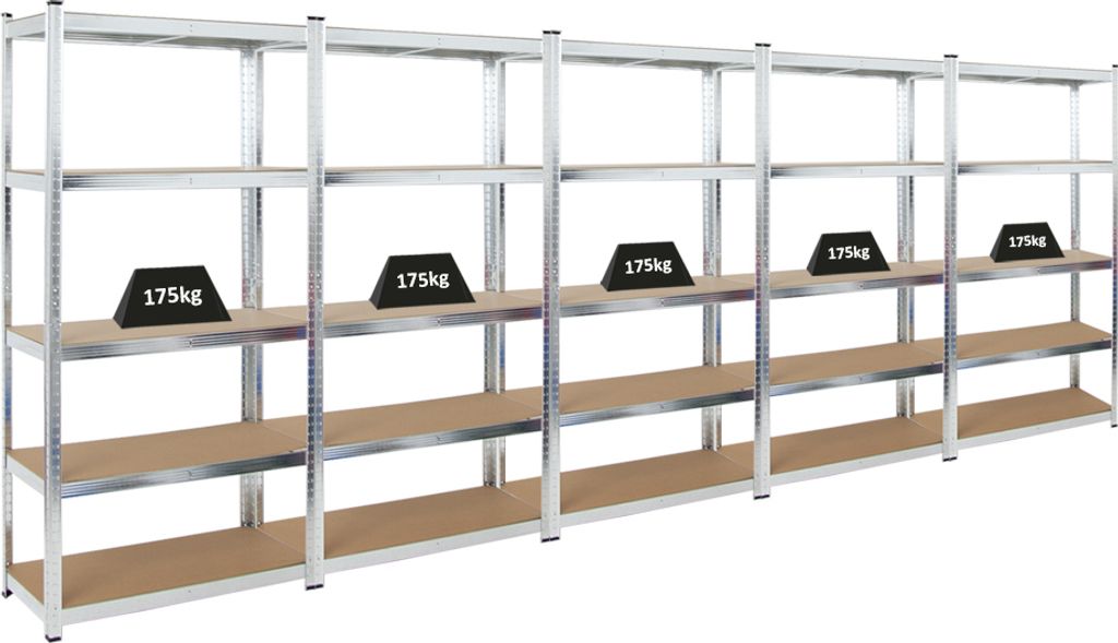 Mega Deal | 5x Schwerlastregal Ragnar | HxBxT 180x90x40cm | Produktbild 