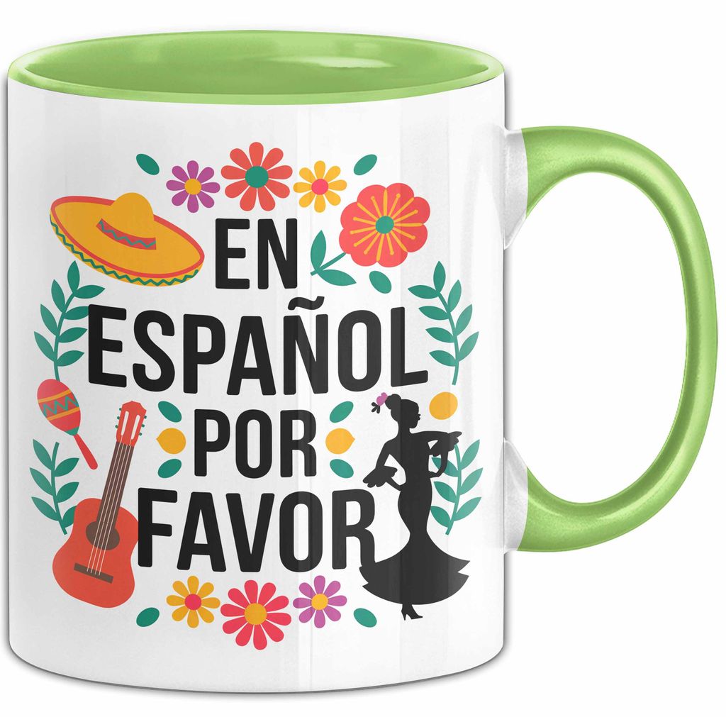 Spanischlehrer Unterricht Tasse Geschenk Lustige Geschenkidee Spruch En Español Por Favor (Grün)