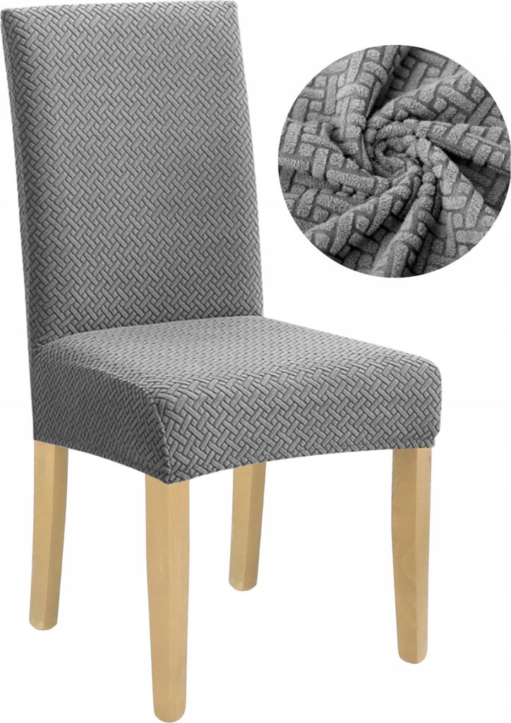 Stuhlhusse - Grau Jacquard - Universeller Stuhlbezug - Produktbild 