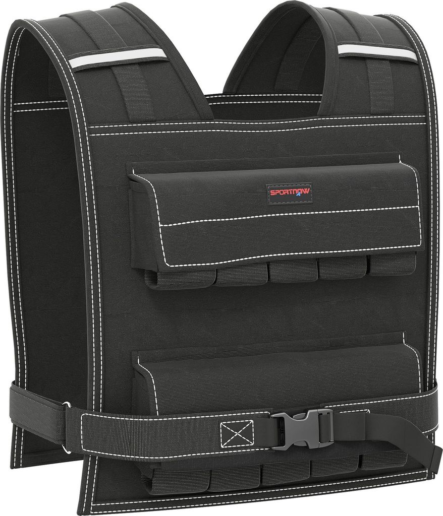 SPORTNOW verstellbare Gewichtsweste 20kg mit Reflektierenden Streifen, Trainingsweste, Laufweste für Gewichtheben