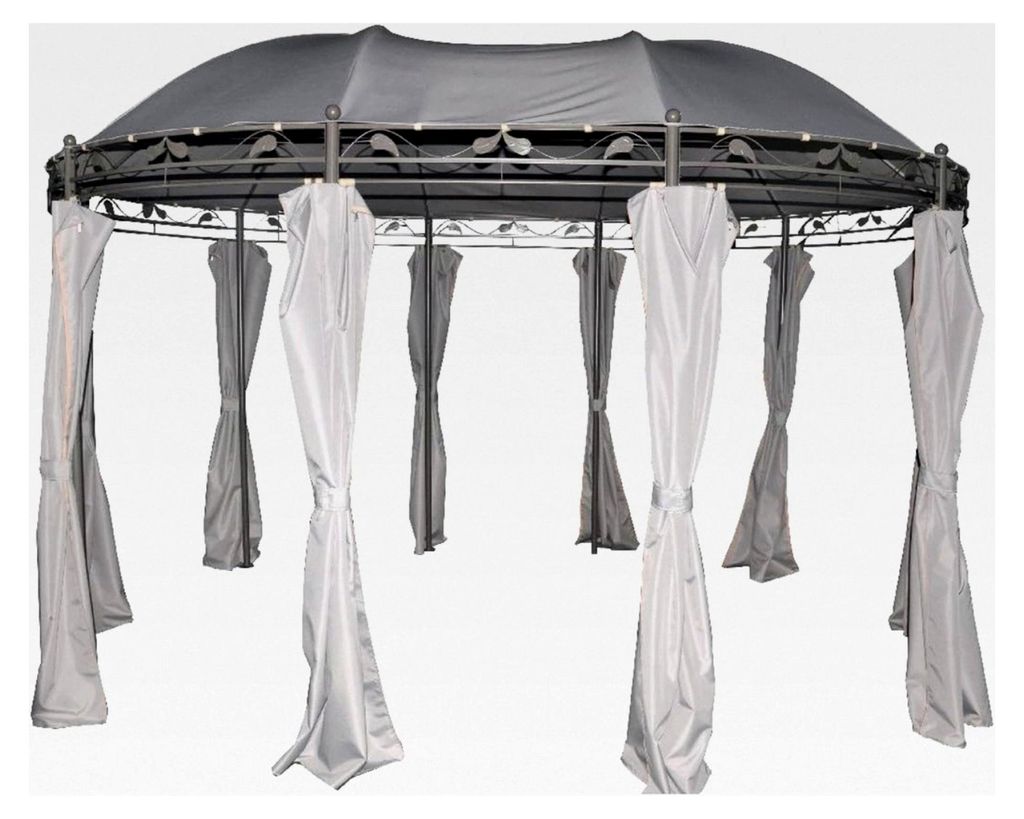 Gartenpavillon grau 3x4 m – Rundpavillon aus Metall, wasserdicht und UV-Schutz 50, für den Garten, Hellgrau