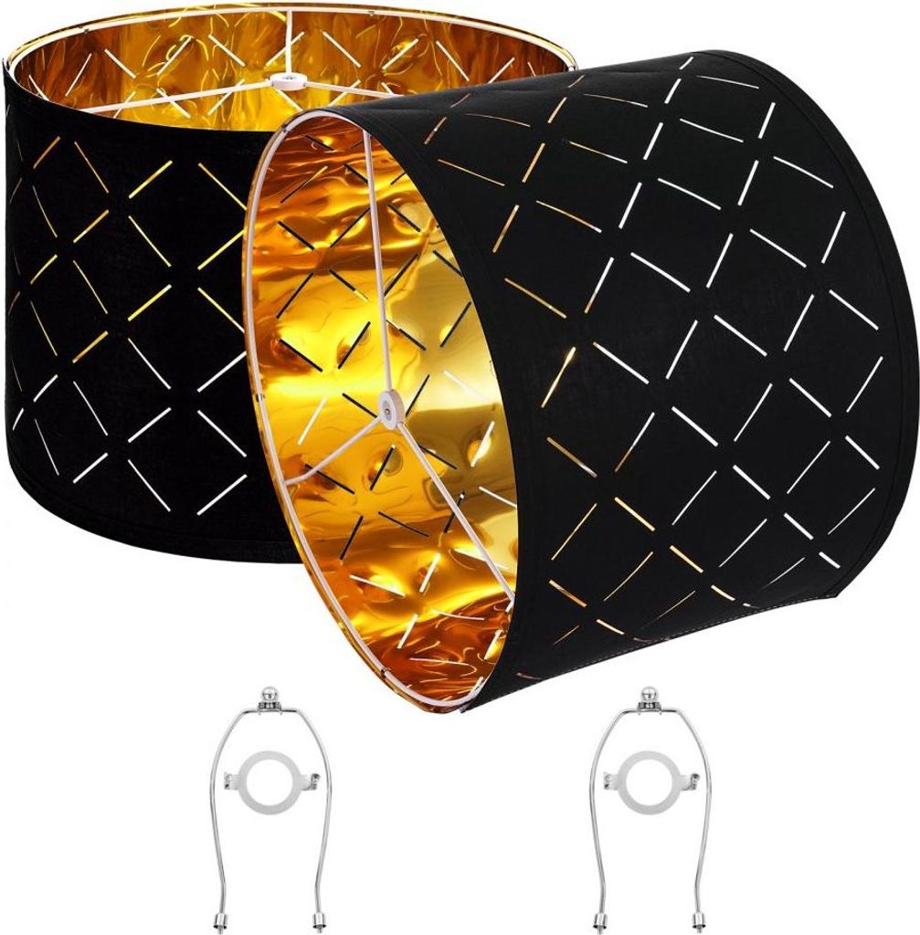 Trommellampenschirm 33x33x25cm - Mittelgroßer Lampenschirm mit Harfe - Diamant-Hohl-Design Lampe