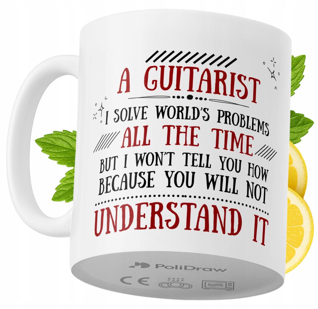 Lustige Kaffee- oder Teetasse für Gitarristen mit witzigem Textdesign - ideal für Geburtstage, Namenstage, Feiertage und besondere Anlässe. Hoch...