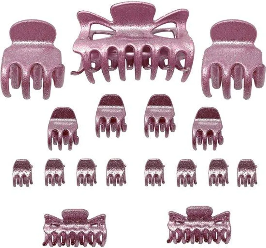 Barrettes roses pailletées : pack de 17 pièces avec maintien renforcé