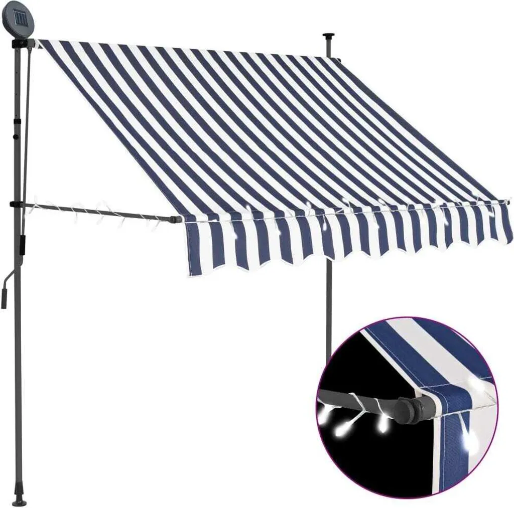 Tenda da sole retrattile in stile elegante azionata a mano con LED da 100 cm blu e bianco - Tende da sole Hommie2347863 1pacco