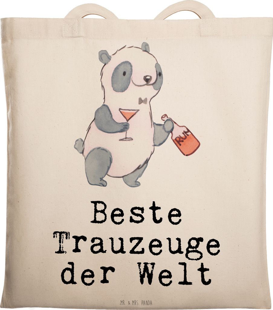 Mr. & Mrs. Panda Stoffbeutel Panda Bester Trauzeuge der Welt - Transparent - Geschenk, Bräutigam, Geschenkidee, JGA, Hochzeit, Jutebeutel, Tote Ba...