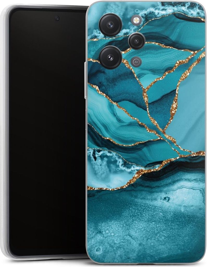 DeinDesign Slim Hülle für Xiaomi Redmi 12 Silikon Case Ultra Dünn Handyhülle Edelstein Glitzer Look Marmor