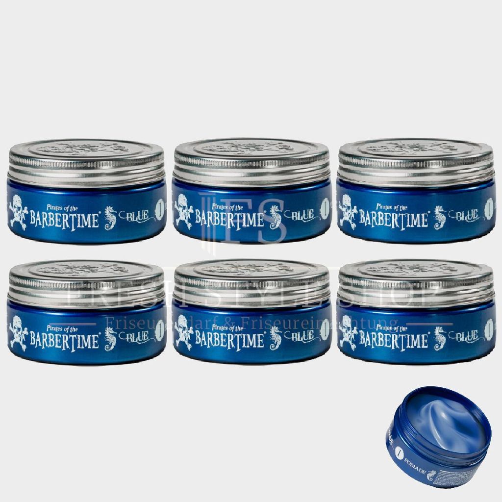 6x BARBERTIME Haarpomade Hair Pomade Styling Pomade 150ml Blue