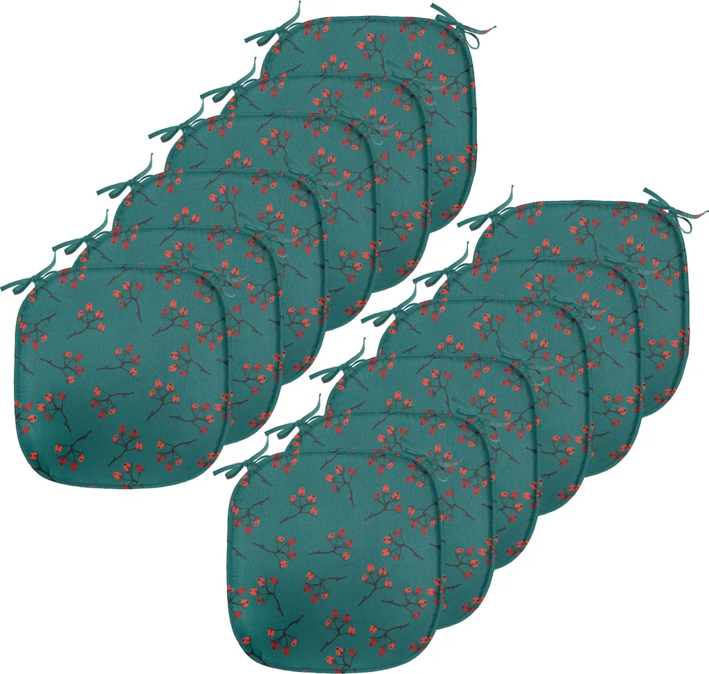 Lot de 12 Galettes de Chaise ABAKUHAUS 40x40 cm, Motif Noël Red Berry