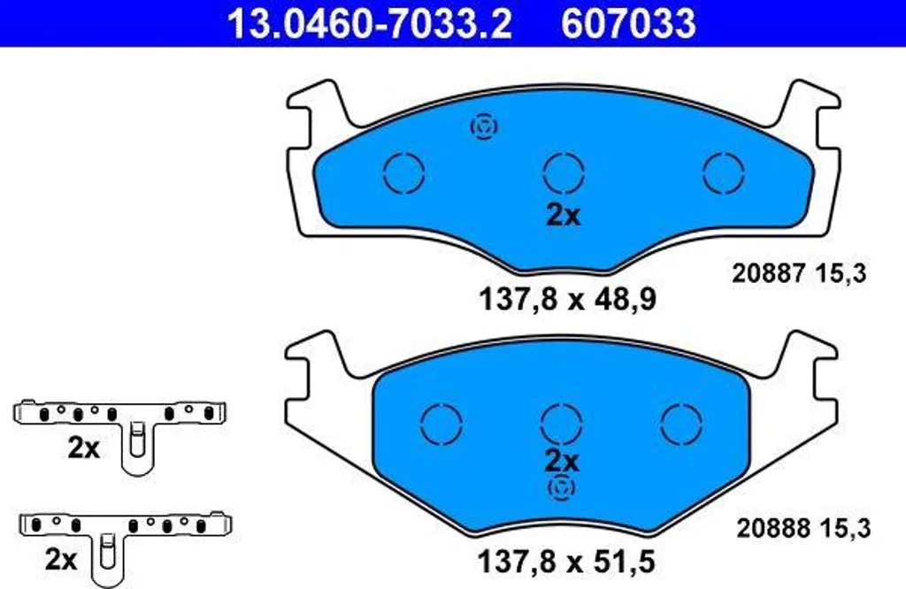 Jeu de plaquettes de frein à disque ATE compatible Seat Ibiza et Cordoba