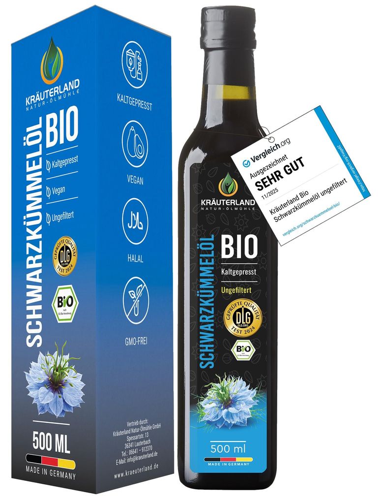 Kräuterland  Schwarzkümmelöl ungefiltert 500ml : 500 ml Produktbild 