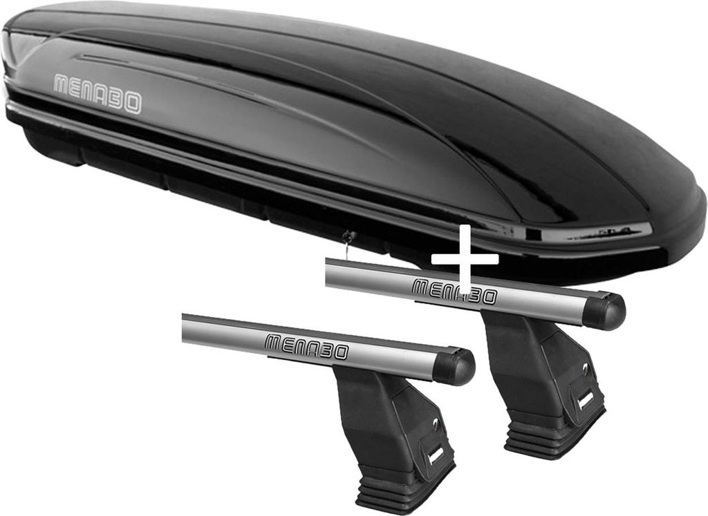 Dachbox VDPMAA320 320 Liter abschließbar schwarz + Dachträger Menabo Tema kompatibel mit Peugeot 4008 5 Türer ab 13 Alu