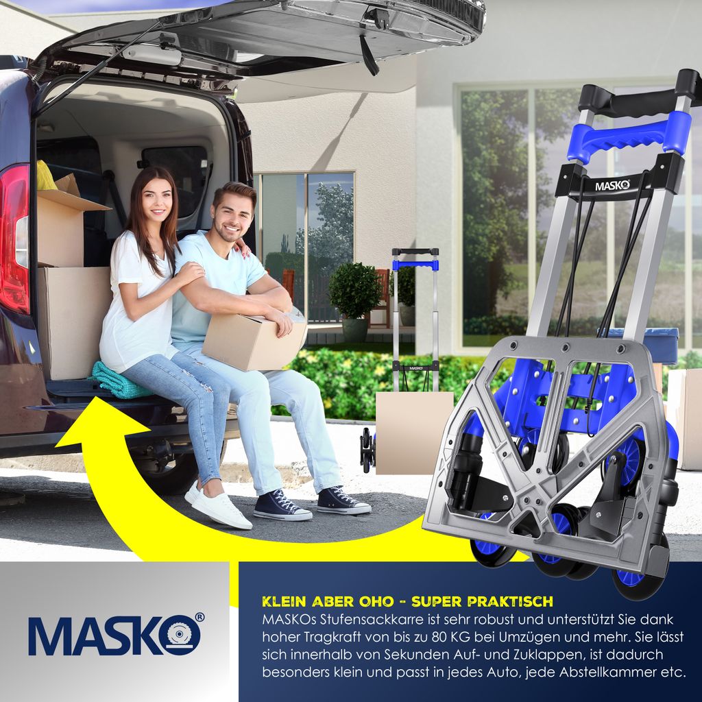 MASKO® Stufen-Sackkarre Treppenkarre Klappbar 80 kg Produktbild 3