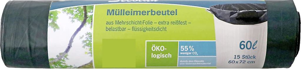 Secolan Mülleimerbeutel grün / schwarz 60 Liter 15 Beutel Produktbild 