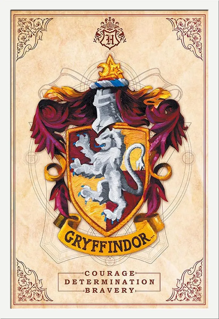 Poster Harry Potter Grifondoro con Cornice Shinsuke Bianco Maxi MDF