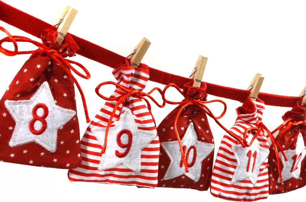 Adventskalender zum Befüllen - Stoff, rot Produktbild 