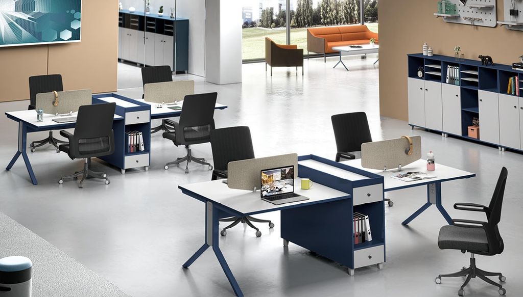 Tisch Büro Möbel Einrichtung Tische Callcenter 4 Arbeitsplätze Schreibtisch Holz