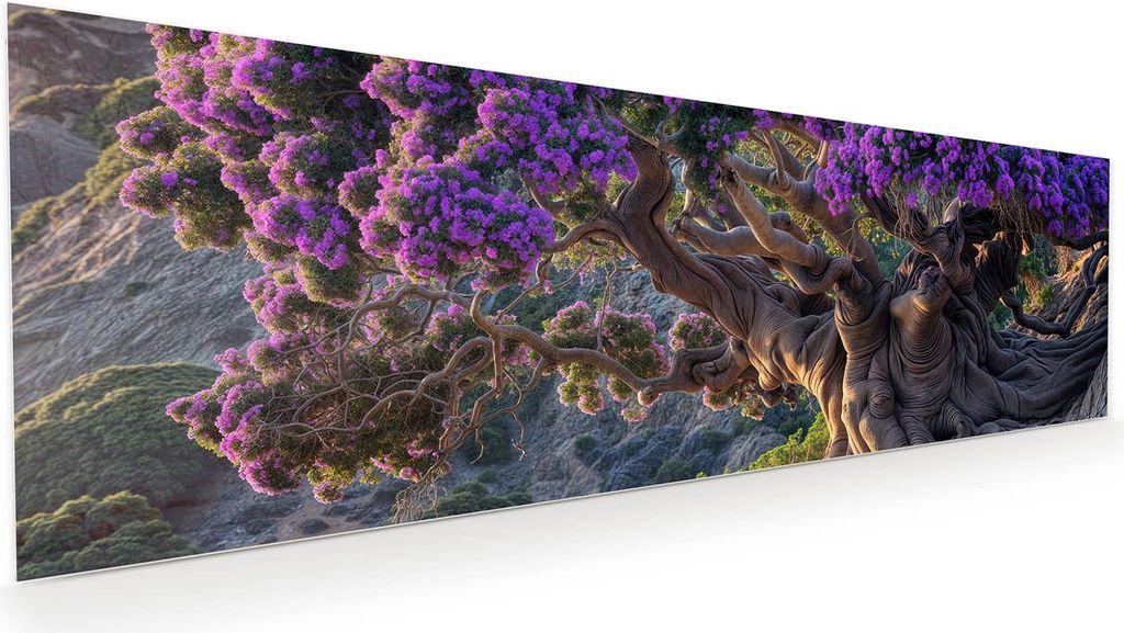 Glasbild 120x40cm in XXL für Wohnzimmer, Schlafzimmer Motiv Alter Weiser Baum