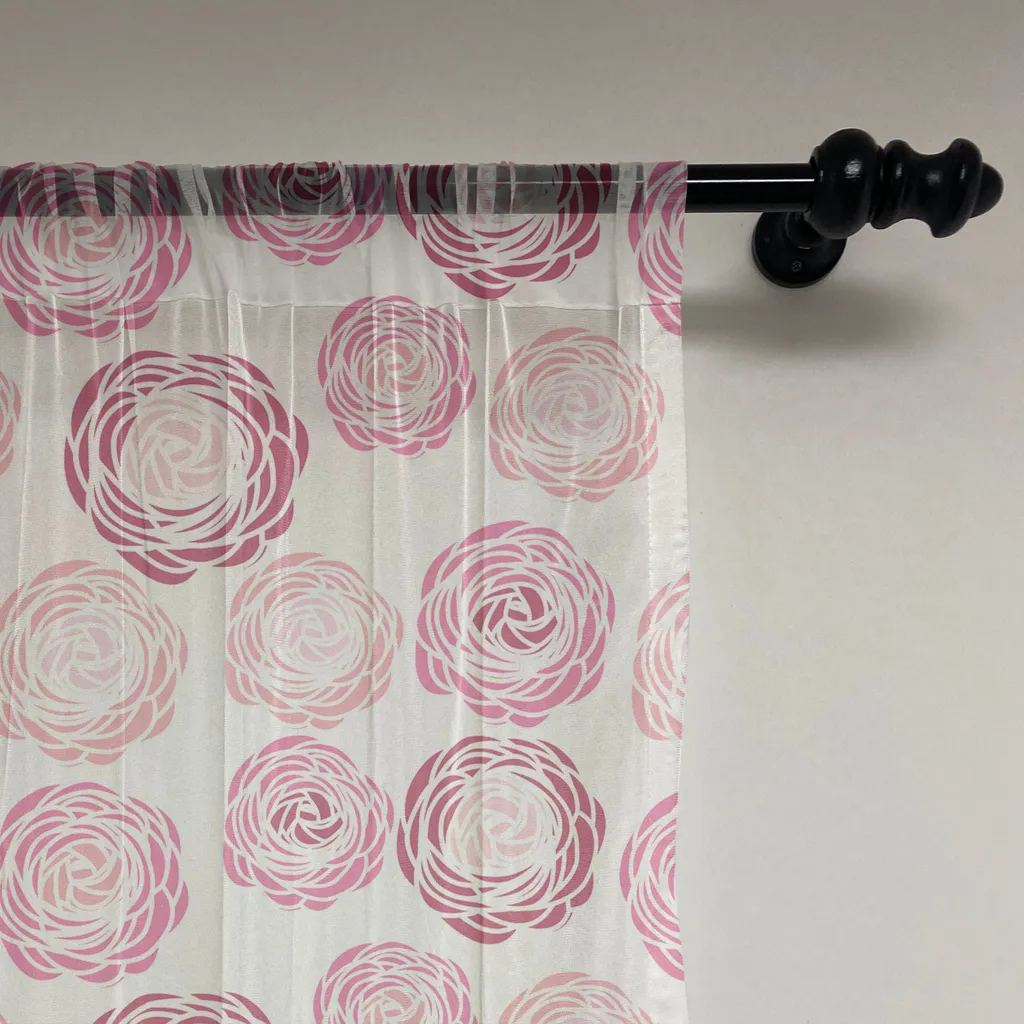 ABAKUHAUS Arazzo floreale, vista dall'alto Illustrazione di una composizione romantica di rose in fiore, tessuto da parete in raso setoso per soggiorno e camera da letto, 160 cm x 274 cm, rosa malva tortora - 2