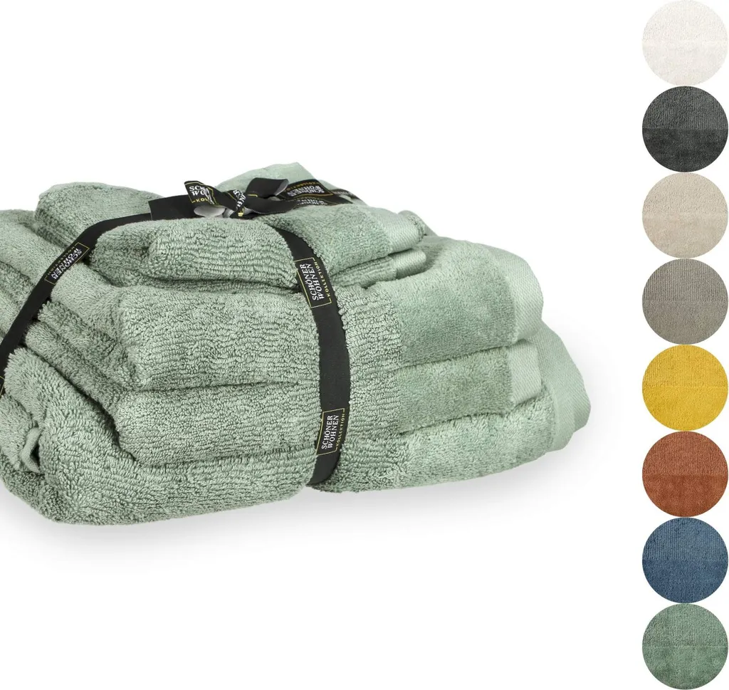 Set 5 Asciugamani SCHÖNER WOHNEN SENSE Verde | Spugna Luxury 550g/m²