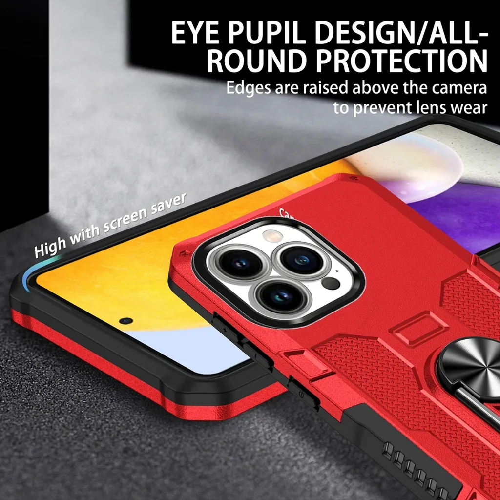 Custodia Rossa iPhone 12 Pro Max con Ring Holder e Supporto Magnetico - 2
