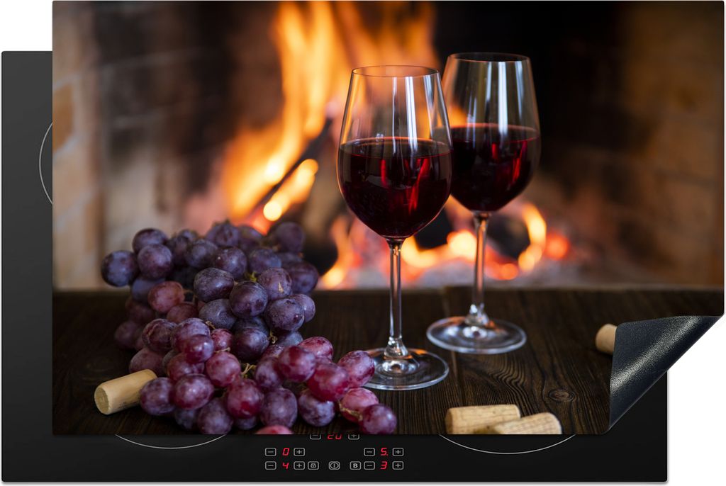 KitchenYeah Herdabdeckplatte Rotwein - Frankreich - Trauben , 81x52cm, Küche Deko, Glaskeramikfeld Herdabdeckung, Abdeckplatte fùr Kochfeld
