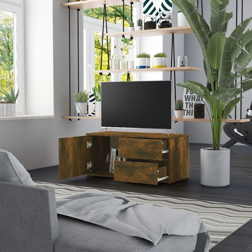 "2026 Promotion" TV-Schrank - TV-Lowboard - Räuchereiche 80x34x36 cm Holzwerkstoff - TV-Regal CC27981