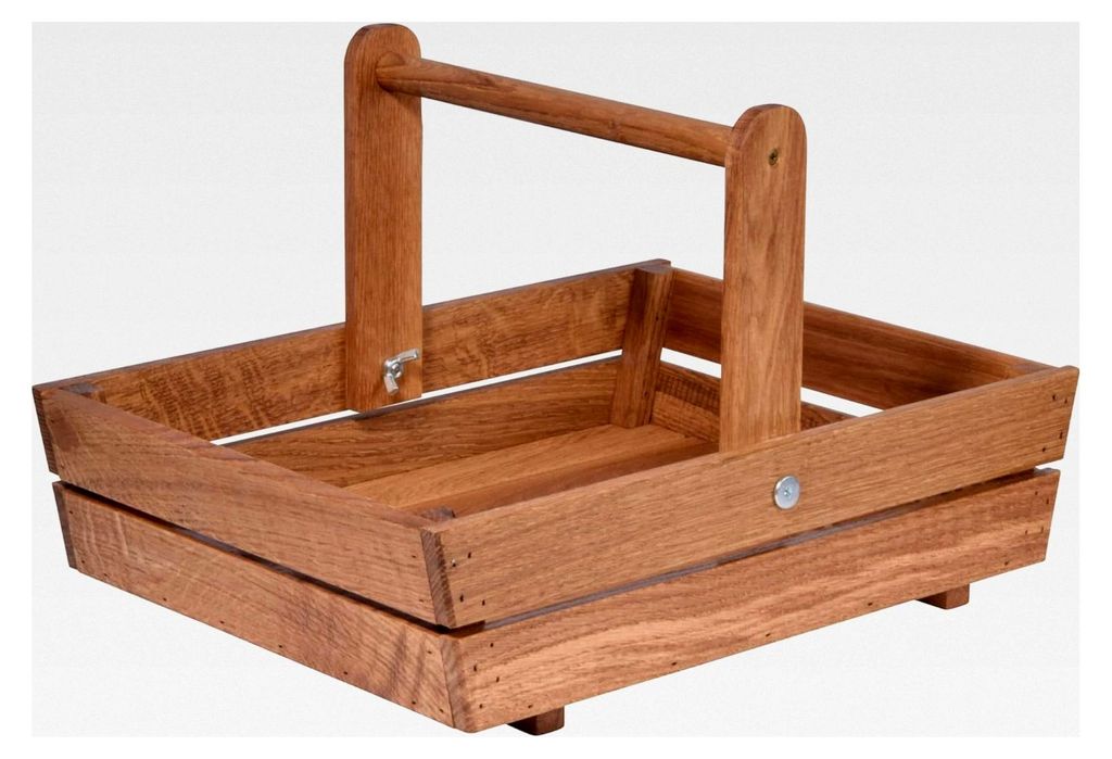 Premium Erntekorb aus Eichenholz | Gartenkorb aus massivem Holz | Obstkorb | Pilzkorb | Korb für Ernte und Dekoration für Garten/Tisch | 42,5 x 3...