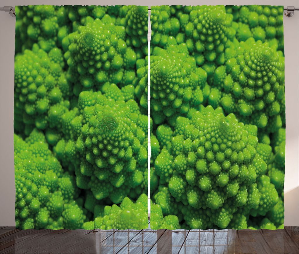 ABAKUHAUS Natur Rustikaler Vorhang, Brokkoli-Kohl-Laub, Wohnzimmer Universalband Gardinen mit Schlaufen und Haken, 280 x 225 cm, Lindgrün