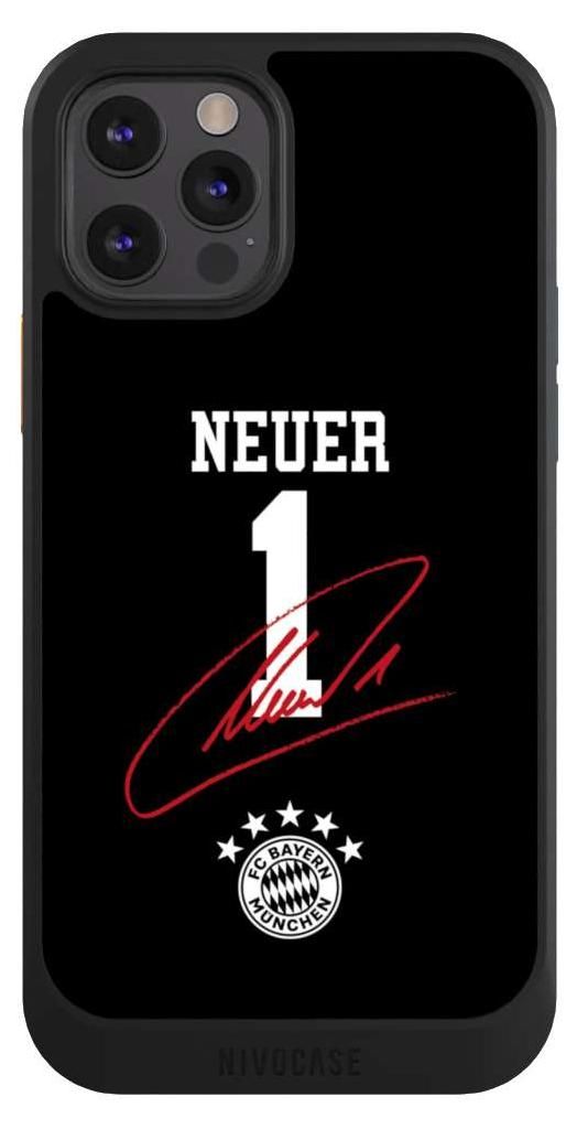 NIVOCASE Hülle für Apple iPhone 12 Pro Handyhülle NIVOcore Case Schwarz FC Bayern München FCB Manuel Neuer